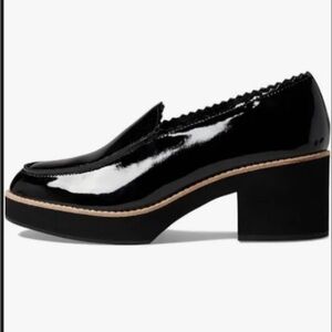 EILEEN FISHER Harria Platform Heeled Loafer Glossy Patent Leather Black Sz 6 NEW